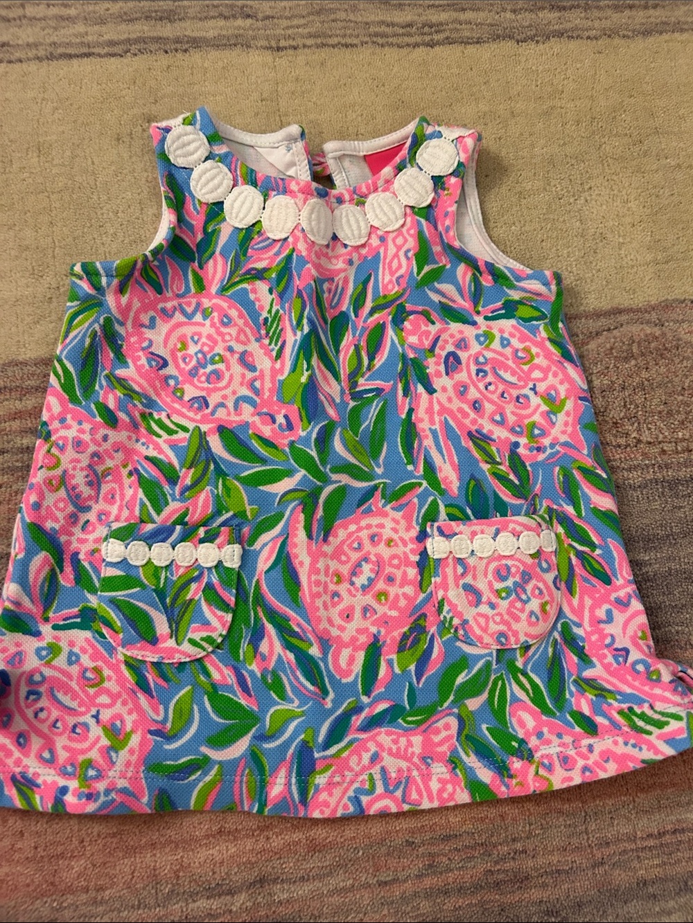 Lilly Pulitzer Girls Pink Blue Green Floral A-Line Dress